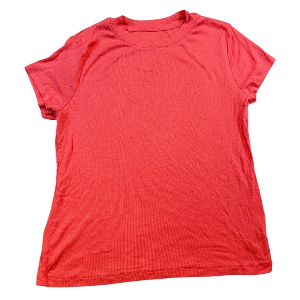 A New Day Womens Coral Pink Ribbed Short Sleeve Crewneck T-Shirt Size XL